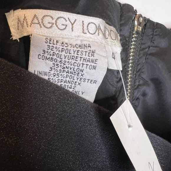 017. Maggy London Black Draped Bust Dress Size 4 - Picture 6 of 9